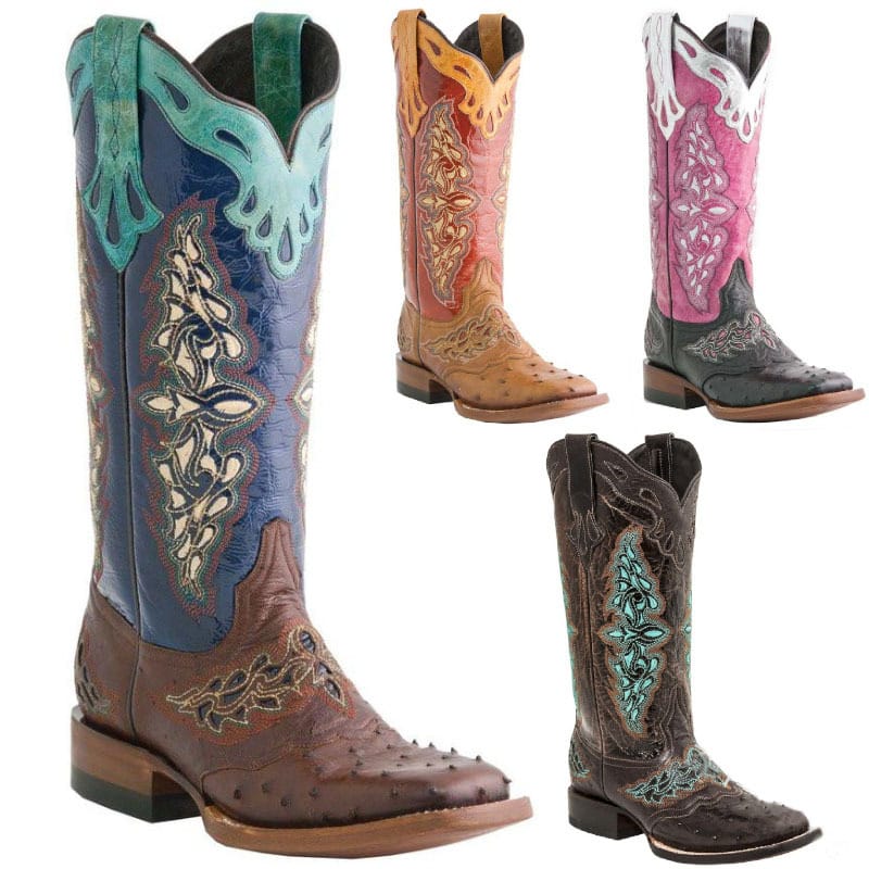 Women’s Floral Embroidered Western Cowboy Boots-6006