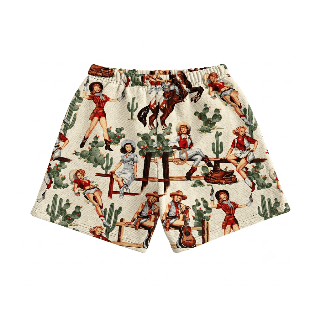 WHITE COWGIRL TAPESTRY SHORTS