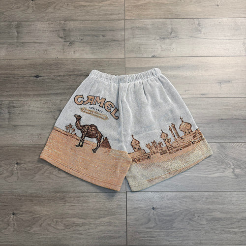 CAMEL TAPESTRY SHORTS