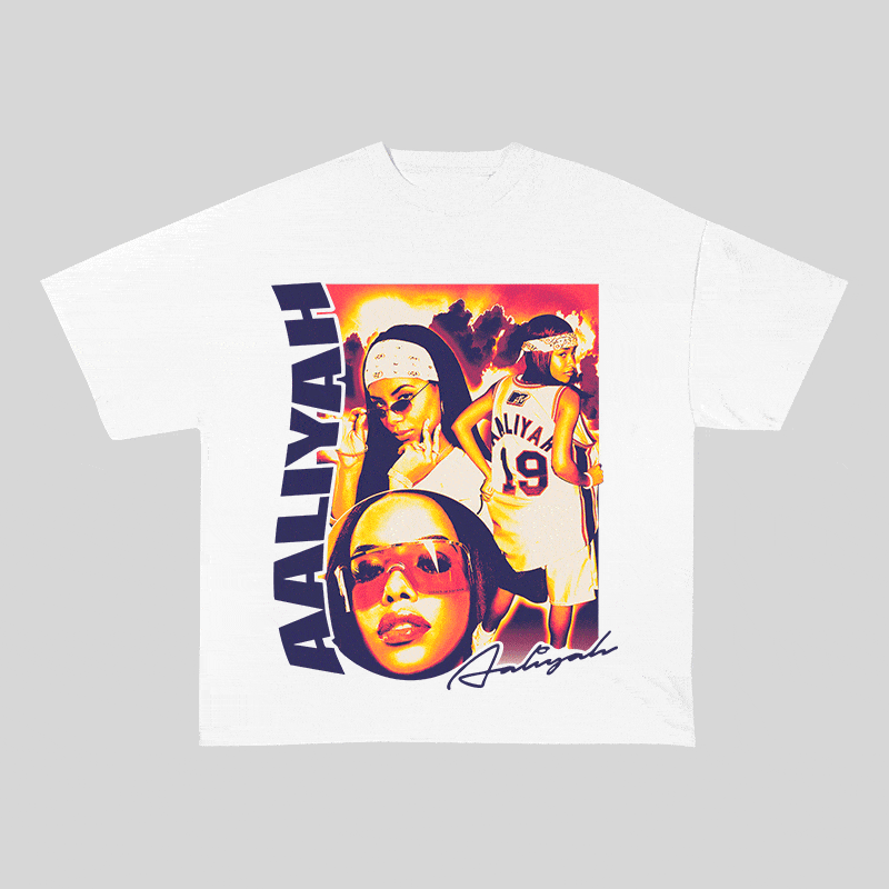 RDMCLOTHINGART tapestry hoodie AALIYAH HEAVY WEIGHT COTTON TEE-9029