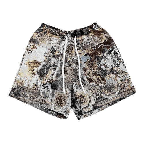 ANGELS TAPESTRY SHORTS - RDMCLOTHINGART