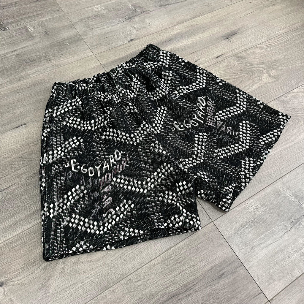 BLACK GY TAPESTRY SHORTS - RDMCLOTHINGART