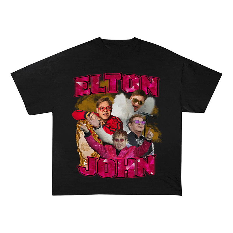 RDMCLOTHINGART tapestry hoodie ELTON JOHN HEAVY WEIGHT COTTON TEE-9123