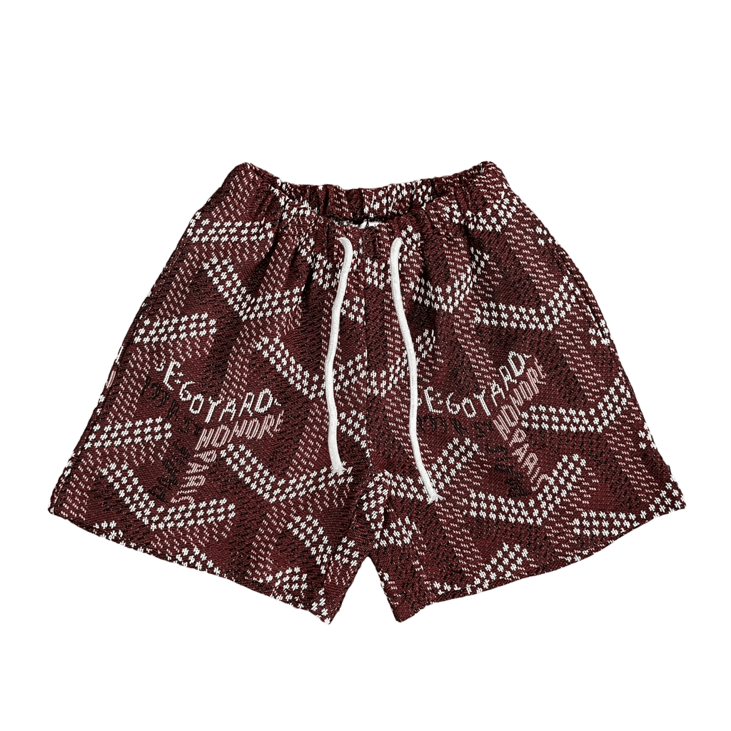 RED GY TAPESTRY SHORTS - RDMCLOTHINGART